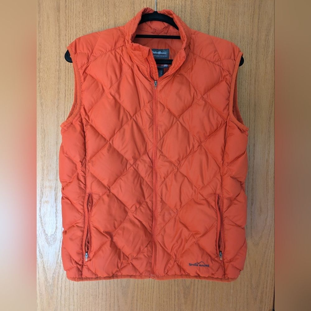 Eddie Bauer Weatheredge Fill Power 800 Down Puffer Vest XL Orange Quilted 365